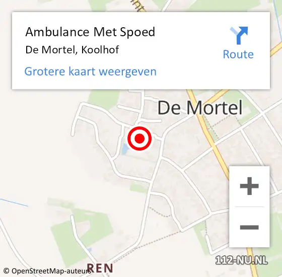 Locatie op kaart van de 112 melding: Ambulance Met Spoed Naar De Mortel, Koolhof op 18 mei 2017 01:51