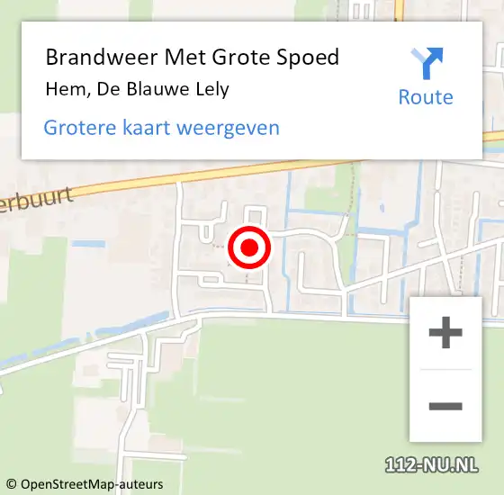 Locatie op kaart van de 112 melding: Brandweer Met Grote Spoed Naar Hem, De Blauwe Lely op 18 mei 2017 02:01