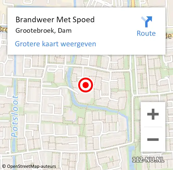 Locatie op kaart van de 112 melding: Brandweer Met Spoed Naar Grootebroek, Dam op 18 mei 2017 04:43