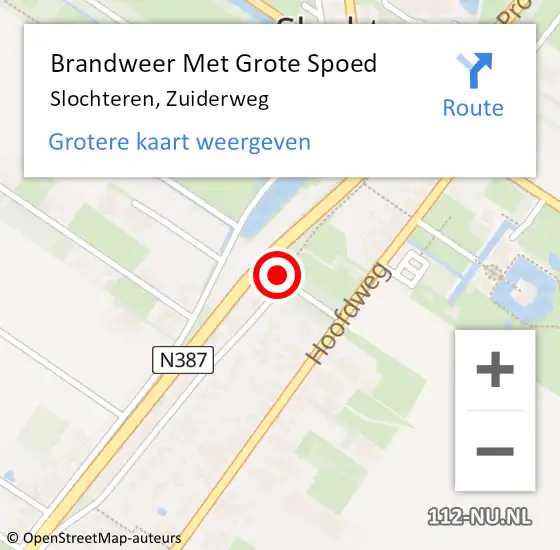 Locatie op kaart van de 112 melding: Brandweer Met Grote Spoed Naar Slochteren, Zuiderweg op 18 mei 2017 05:00