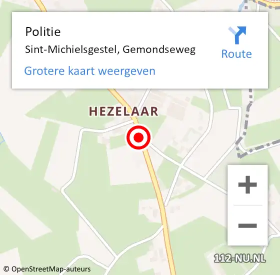 Locatie op kaart van de 112 melding: Politie Sint-Michielsgestel, Gemondseweg op 18 mei 2017 07:29