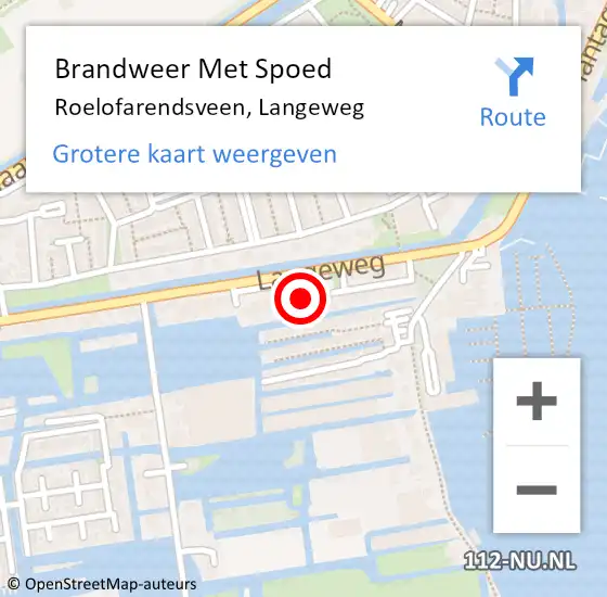 Locatie op kaart van de 112 melding: Brandweer Met Spoed Naar Roelofarendsveen, Langeweg op 18 mei 2017 09:13