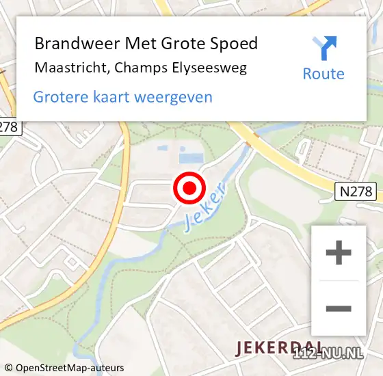 Locatie op kaart van de 112 melding: Brandweer Met Grote Spoed Naar Maastricht, Champs Elyseesweg op 18 mei 2017 09:19