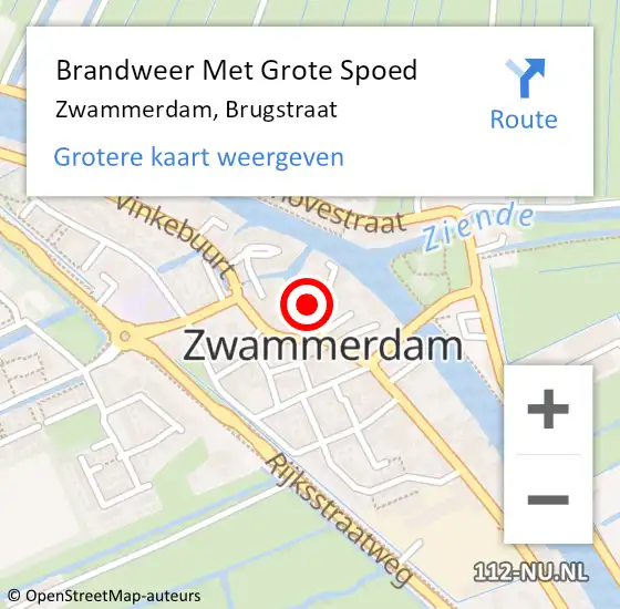 Locatie op kaart van de 112 melding: Brandweer Met Grote Spoed Naar Zwammerdam, Brugstraat op 18 mei 2017 10:45