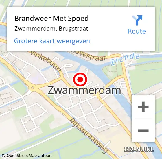 Locatie op kaart van de 112 melding: Brandweer Met Spoed Naar Zwammerdam, Brugstraat op 18 mei 2017 12:05