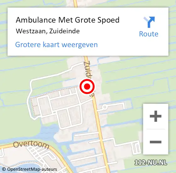 Locatie op kaart van de 112 melding: Ambulance Met Grote Spoed Naar Westzaan, Zuideinde op 18 mei 2017 12:16