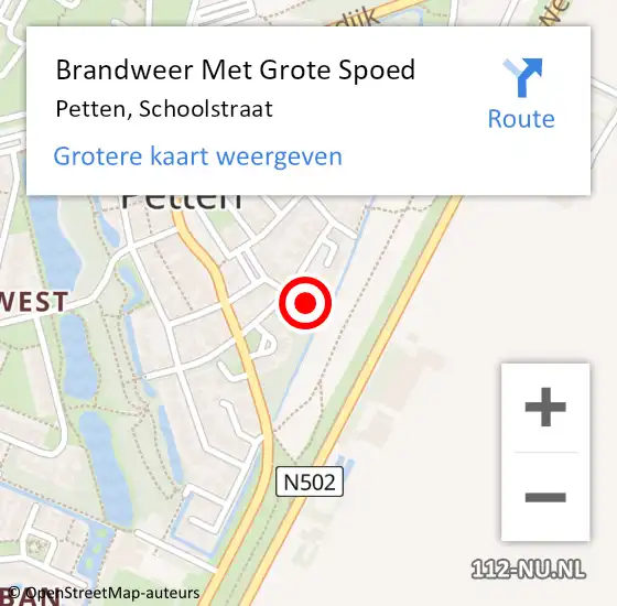 Locatie op kaart van de 112 melding: Brandweer Met Grote Spoed Naar Petten, Schoolstraat op 18 mei 2017 12:57