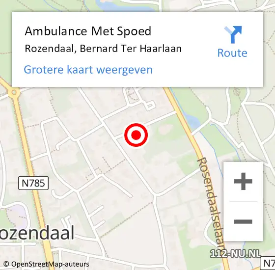 Locatie op kaart van de 112 melding: Ambulance Met Spoed Naar Rozendaal, Bernard Ter Haarlaan op 18 mei 2017 13:22