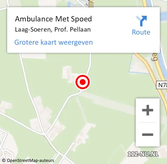 Locatie op kaart van de 112 melding: Ambulance Met Spoed Naar Laag-Soeren, Prof. Pellaan op 18 mei 2017 13:34