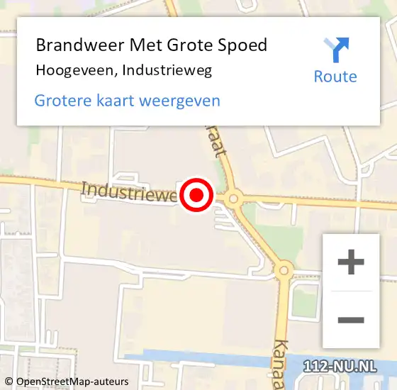 Locatie op kaart van de 112 melding: Brandweer Met Grote Spoed Naar Hoogeveen, Industrieweg op 18 mei 2017 14:20