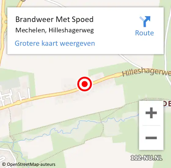 Locatie op kaart van de 112 melding: Brandweer Met Spoed Naar Mechelen, Hilleshagerweg op 18 mei 2017 14:23