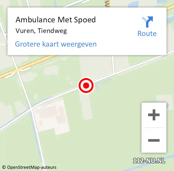 Locatie op kaart van de 112 melding: Ambulance Met Spoed Naar Vuren, Tiendweg op 18 mei 2017 14:47