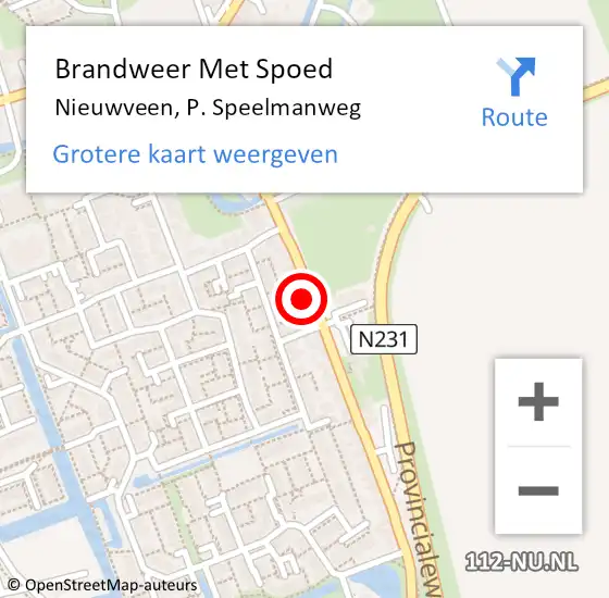 Locatie op kaart van de 112 melding: Brandweer Met Spoed Naar Nieuwveen, P. Speelmanweg op 18 mei 2017 14:53