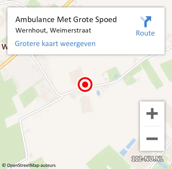 Locatie op kaart van de 112 melding: Ambulance Met Grote Spoed Naar Wernhout, Weimerstraat op 18 mei 2017 15:22