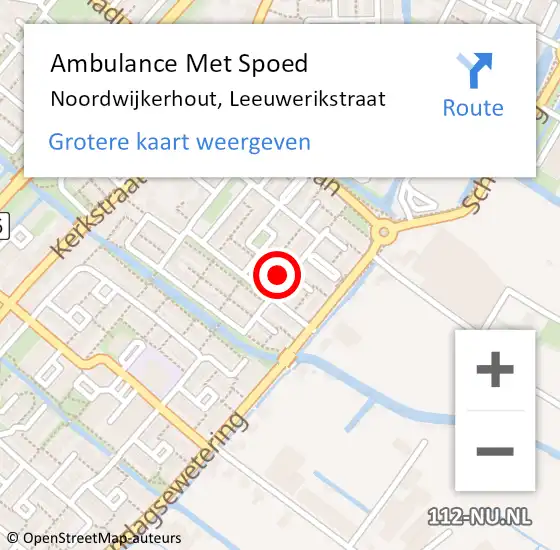 Locatie op kaart van de 112 melding: Ambulance Met Spoed Naar Noordwijkerhout, Leeuwerikstraat op 18 mei 2017 15:49