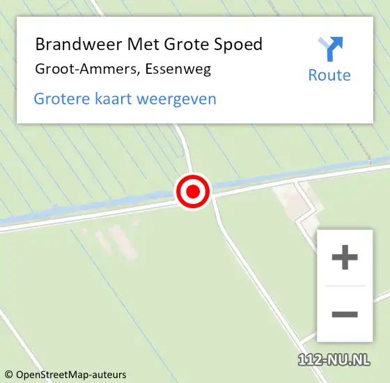 Locatie op kaart van de 112 melding: Brandweer Met Grote Spoed Naar Groot-Ammers, Essenweg op 18 mei 2017 16:10