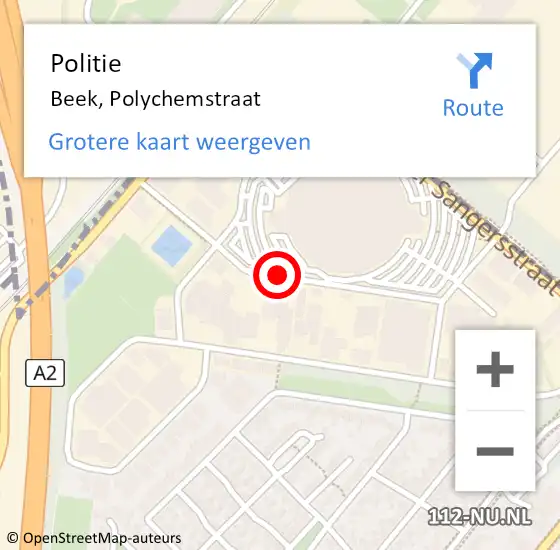 Locatie op kaart van de 112 melding: Politie Beek, Polychemstraat op 18 mei 2017 16:31