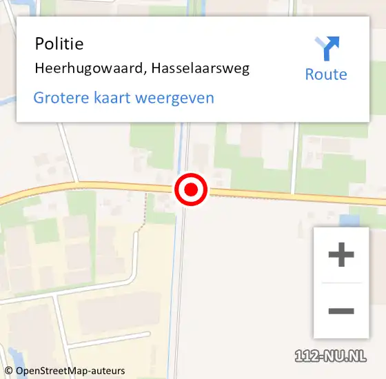 Locatie op kaart van de 112 melding: Politie Heerhugowaard, Hasselaarsweg op 18 mei 2017 16:50