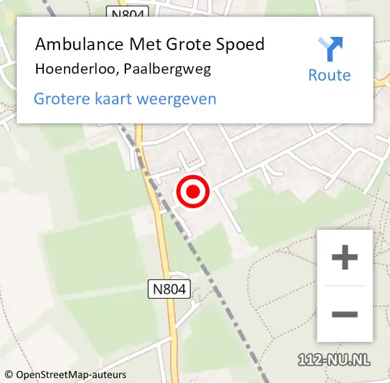 Locatie op kaart van de 112 melding: Ambulance Met Grote Spoed Naar Hoenderloo, Paalbergweg op 18 mei 2017 16:53