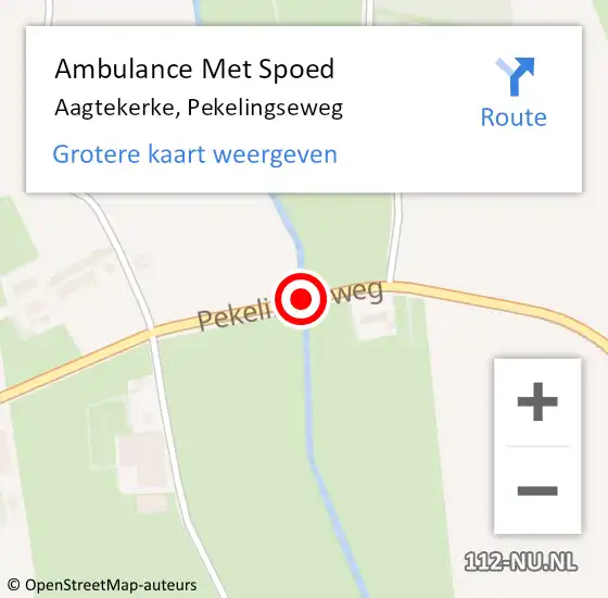 Locatie op kaart van de 112 melding: Ambulance Met Spoed Naar Aagtekerke, Pekelingseweg op 18 mei 2017 17:33