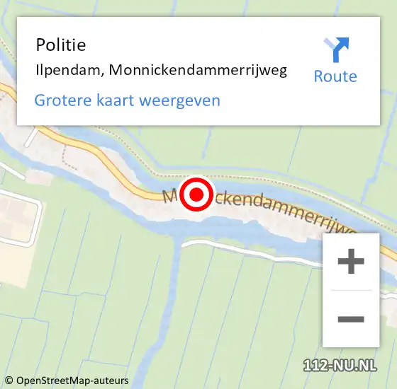 Locatie op kaart van de 112 melding: Politie Ilpendam, Monnickendammerrijweg op 18 mei 2017 18:31