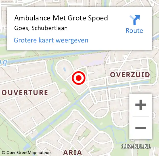 Locatie op kaart van de 112 melding: Ambulance Met Grote Spoed Naar Goes, Schubertlaan op 18 mei 2017 19:33