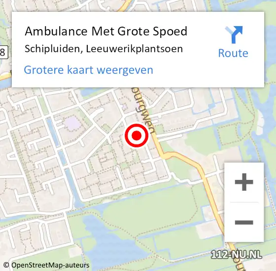 Locatie op kaart van de 112 melding: Ambulance Met Grote Spoed Naar Schipluiden, Leeuwerikplantsoen op 18 mei 2017 20:19