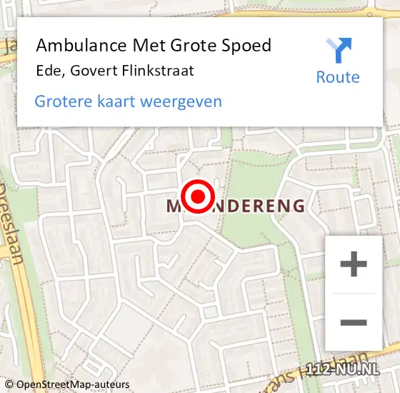 Locatie op kaart van de 112 melding: Ambulance Met Grote Spoed Naar Ede, Govert Flinkstraat op 18 mei 2017 21:35