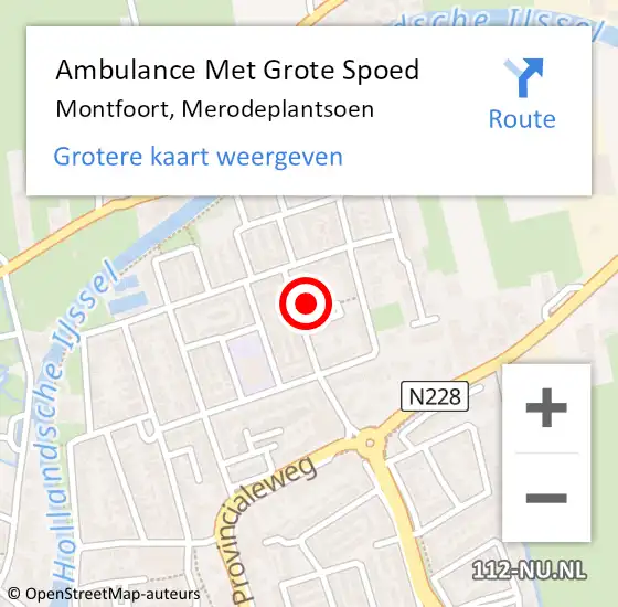 Locatie op kaart van de 112 melding: Ambulance Met Grote Spoed Naar Montfoort, Merodeplantsoen op 18 mei 2017 22:32