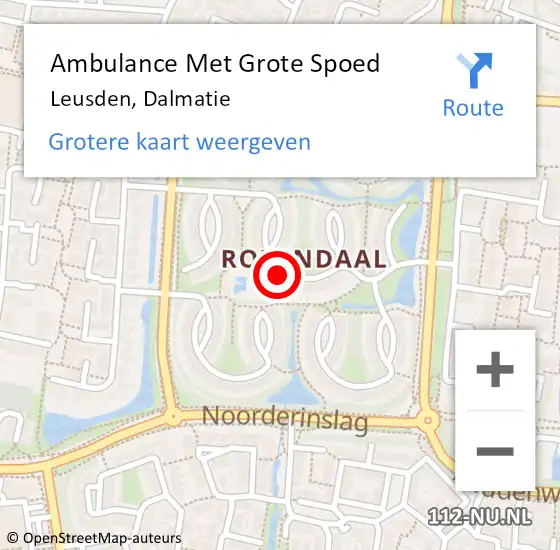 Locatie op kaart van de 112 melding: Ambulance Met Grote Spoed Naar Leusden, Dalmatie op 18 mei 2017 22:34