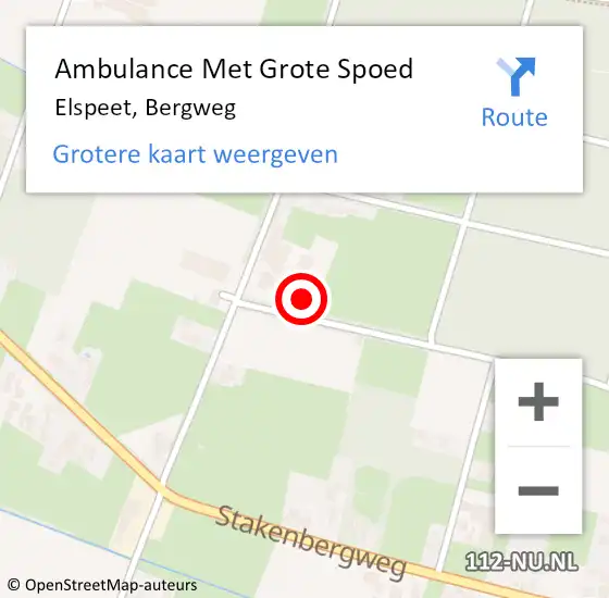 Locatie op kaart van de 112 melding: Ambulance Met Grote Spoed Naar Elspeet, Bergweg op 18 mei 2017 22:49