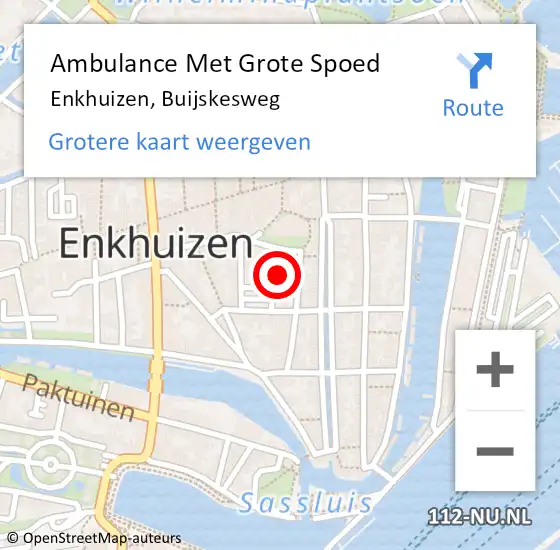 Locatie op kaart van de 112 melding: Ambulance Met Grote Spoed Naar Enkhuizen, Buijskesweg op 18 mei 2017 23:58