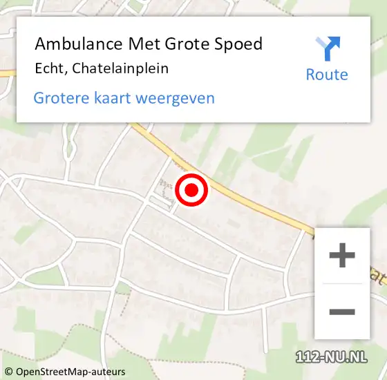 Locatie op kaart van de 112 melding: Ambulance Met Grote Spoed Naar Echt, Chatelainplein op 19 mei 2017 00:34