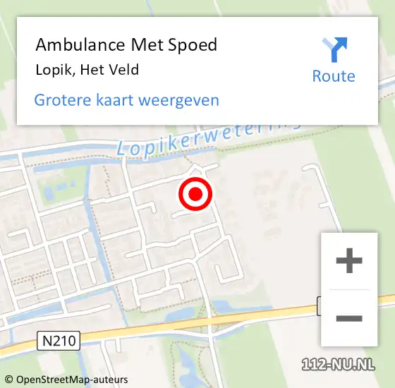 Locatie op kaart van de 112 melding: Ambulance Met Spoed Naar Lopik, Het Veld op 19 mei 2017 01:25