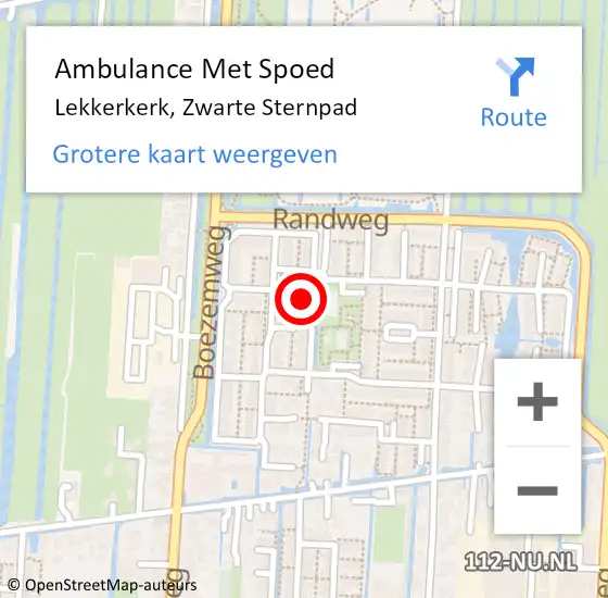 Locatie op kaart van de 112 melding: Ambulance Met Spoed Naar Lekkerkerk, Zwarte Sternpad op 19 mei 2017 03:02