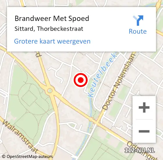 Locatie op kaart van de 112 melding: Brandweer Met Spoed Naar Sittard, Thorbeckestraat op 19 mei 2017 07:27