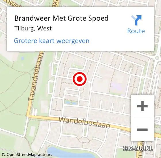 Locatie op kaart van de 112 melding: Brandweer Met Grote Spoed Naar Tilburg, West op 19 mei 2017 07:47