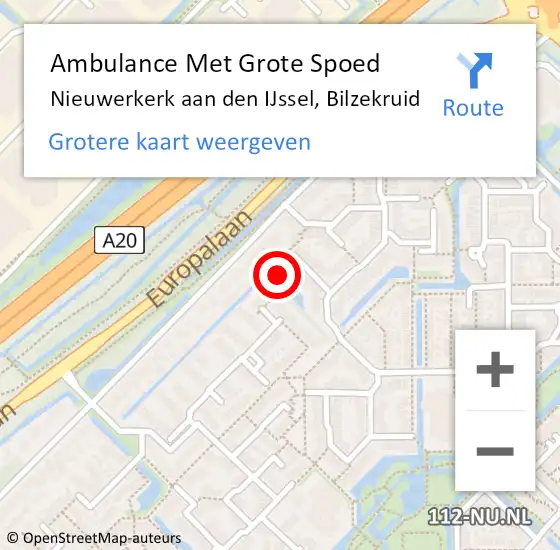 Locatie op kaart van de 112 melding: Ambulance Met Grote Spoed Naar Nieuwerkerk aan den IJssel, Bilzekruid op 19 mei 2017 08:17