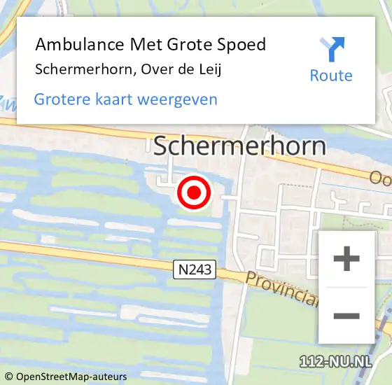 Locatie op kaart van de 112 melding: Ambulance Met Grote Spoed Naar Schermerhorn, Over de Leij op 19 mei 2017 09:31