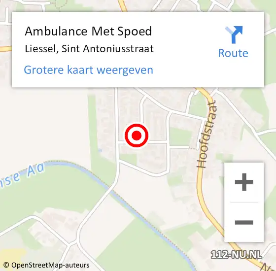 Locatie op kaart van de 112 melding: Ambulance Met Spoed Naar Liessel, Sint Antoniusstraat op 19 mei 2017 11:00