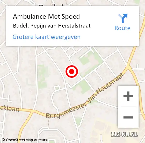 Locatie op kaart van de 112 melding: Ambulance Met Spoed Naar Budel, Pepijn van Herstalstraat op 19 mei 2017 11:09