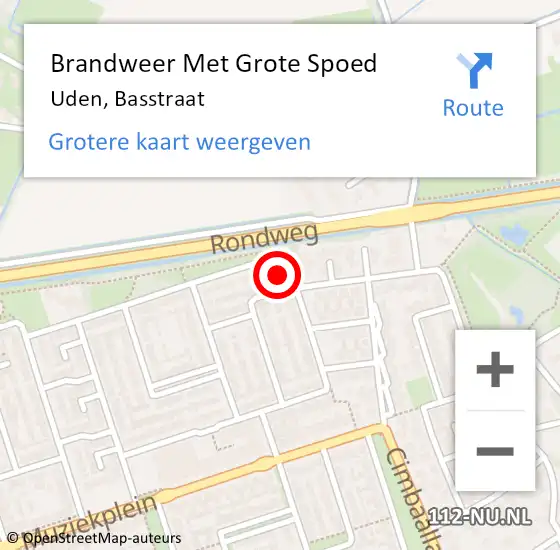 Locatie op kaart van de 112 melding: Brandweer Met Grote Spoed Naar Uden, Basstraat op 19 mei 2017 11:58