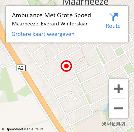 Locatie op kaart van de 112 melding: Ambulance Met Grote Spoed Naar Maarheeze, Everard Winterslaan op 19 mei 2017 12:25
