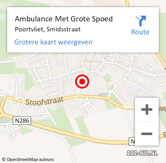 Locatie op kaart van de 112 melding: Ambulance Met Grote Spoed Naar Poortvliet, Smidsstraat op 19 mei 2017 12:56