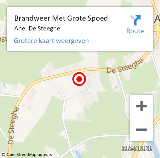 Locatie op kaart van de 112 melding: Brandweer Met Grote Spoed Naar Ane, De Steeghe op 19 mei 2017 13:12