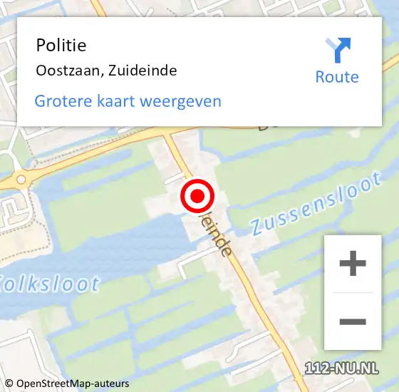 Locatie op kaart van de 112 melding: Politie Oostzaan, Zuideinde op 19 mei 2017 13:23