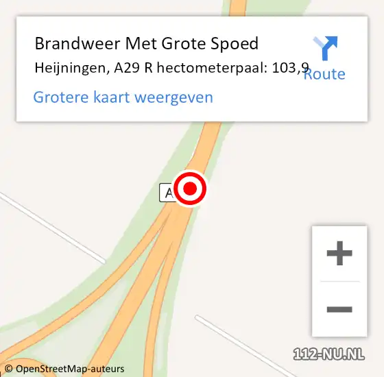 Locatie op kaart van de 112 melding: Brandweer Met Grote Spoed Naar Heijningen, A29 L hectometerpaal: 103,3 op 19 mei 2017 14:00