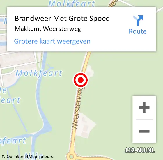 Locatie op kaart van de 112 melding: Brandweer Met Grote Spoed Naar Makkum, Weersterweg op 19 mei 2017 14:40