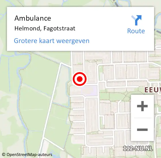 Locatie op kaart van de 112 melding: Ambulance Helmond, Fagotstraat op 19 mei 2017 15:51