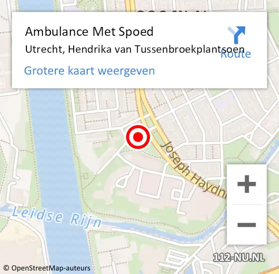 Locatie op kaart van de 112 melding: Ambulance Met Spoed Naar Utrecht, Hendrika van Tussenbroekplantsoen op 19 mei 2017 16:24